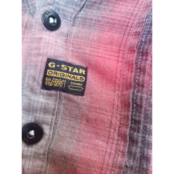 G-Star Raw Denim Womens Split Neck Button Down Plaid Shirt XS Roll-Tab Sleeve - Picture 6 of 9